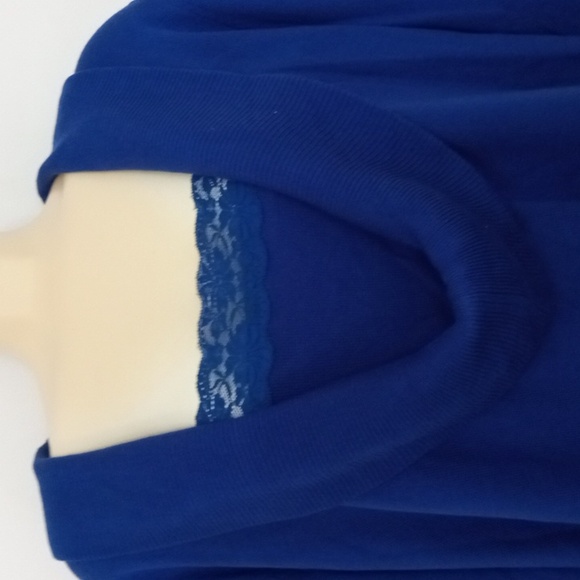 Elegant Royal Blue Lace Inset Sweater NWOT Size 30/32 - Picture 3 of 9